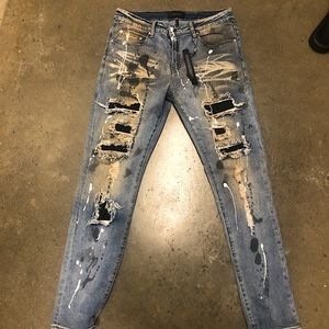 AMIRI Jeans Gold and blue jeans white splatter
